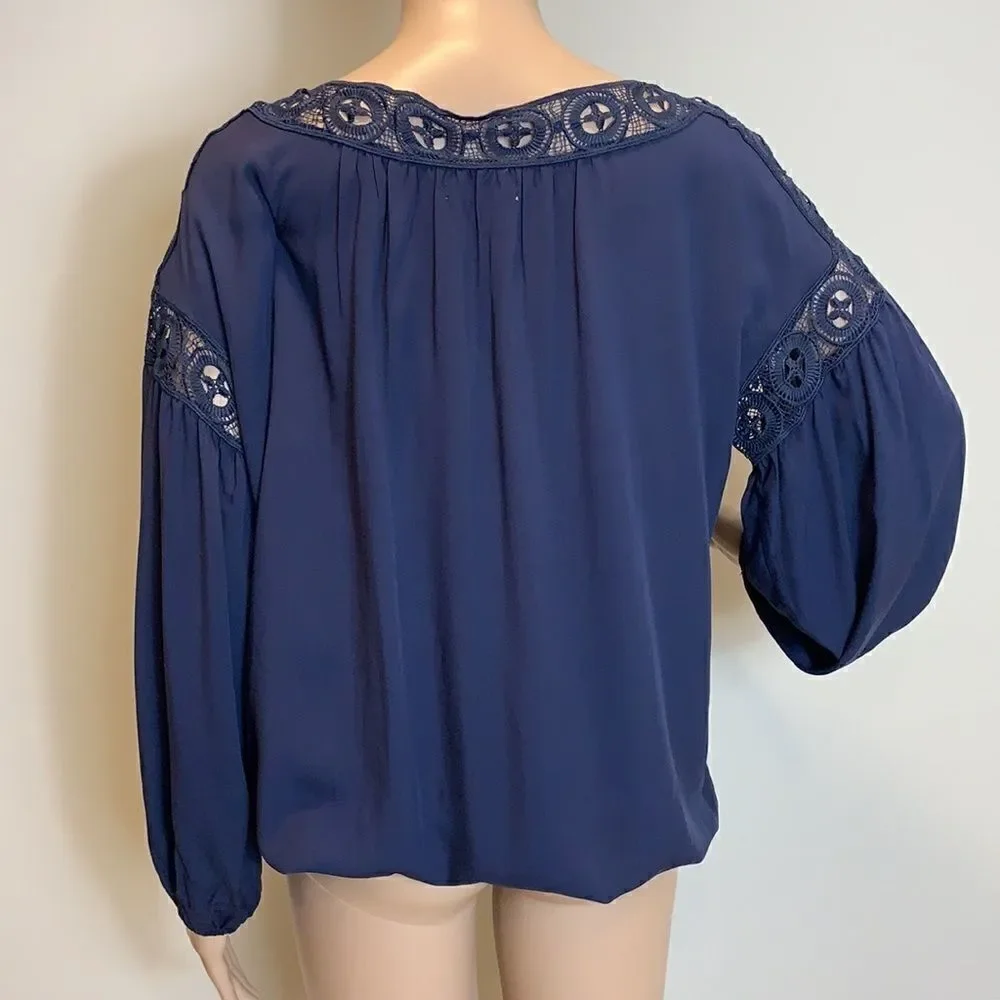 Max Studio long puff sleeve lace detailing blouse top size M - Picture 5 of 10